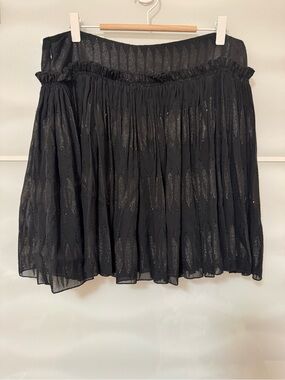 NWT See by Chloe silk chiffon black mini skirt size 10 medium metallic